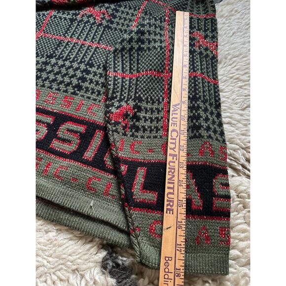 Vintage Knit Sweater green CLASSIC horse plaid Equestrian 80s - Picture 5 of 16